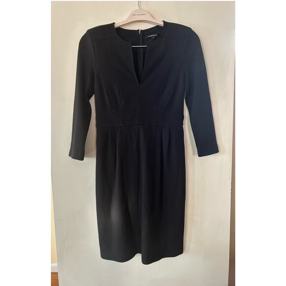 Nanette Lepore Fitted Dress Maxi Midi Darted Waist 3/4 Sleeves Size 4 Black - Picture 1 of 6